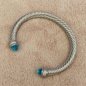 David Yurman Silver Bracelet with Blue Accents 7mm